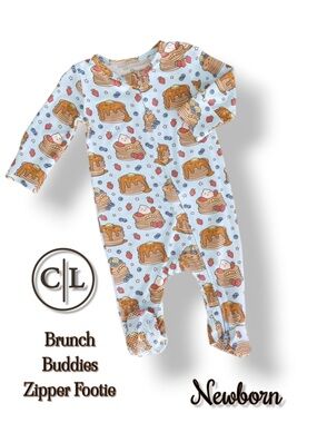 Caden Lane Brunch Buddies Zipper Footie Size Newborn
